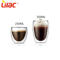 Lilac 250ml/350ml coffee/tea clear glass double wall cups